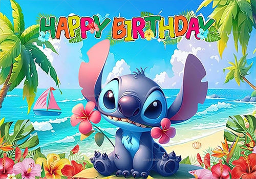 Cartoon Lilo&Stitch Party Backdrops Children's Happy Birthday